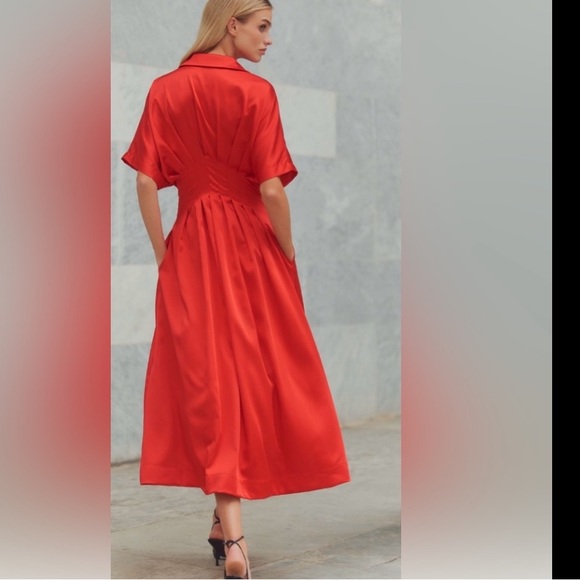 Anthropologie X Exquise Tobie Satin Shirt Dress Size Small NWT - Picture 3 of 13